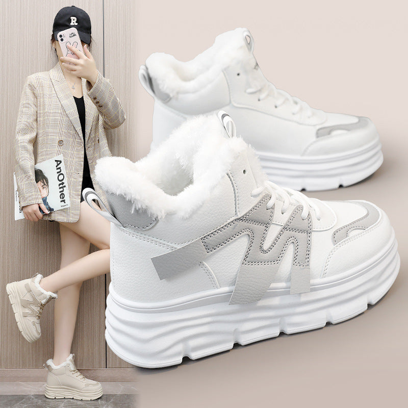 Damen modische High-Top Sneakers mit kuscheligem Innenfutter und robustem Profil R&B