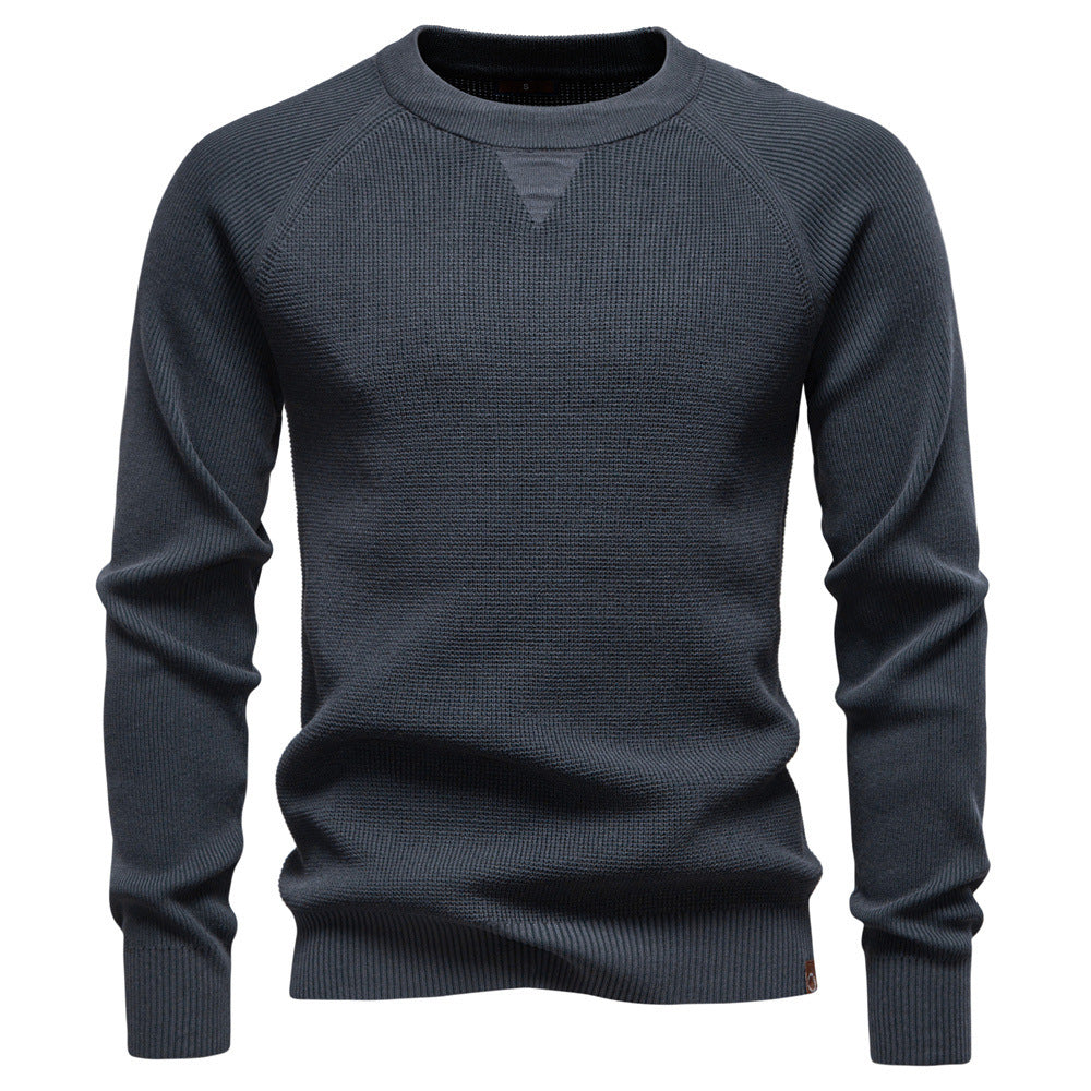 Herren nan mitteldicker Struktur-Strickpullover mit Raglanärmeln und Rippenbündchen R&B