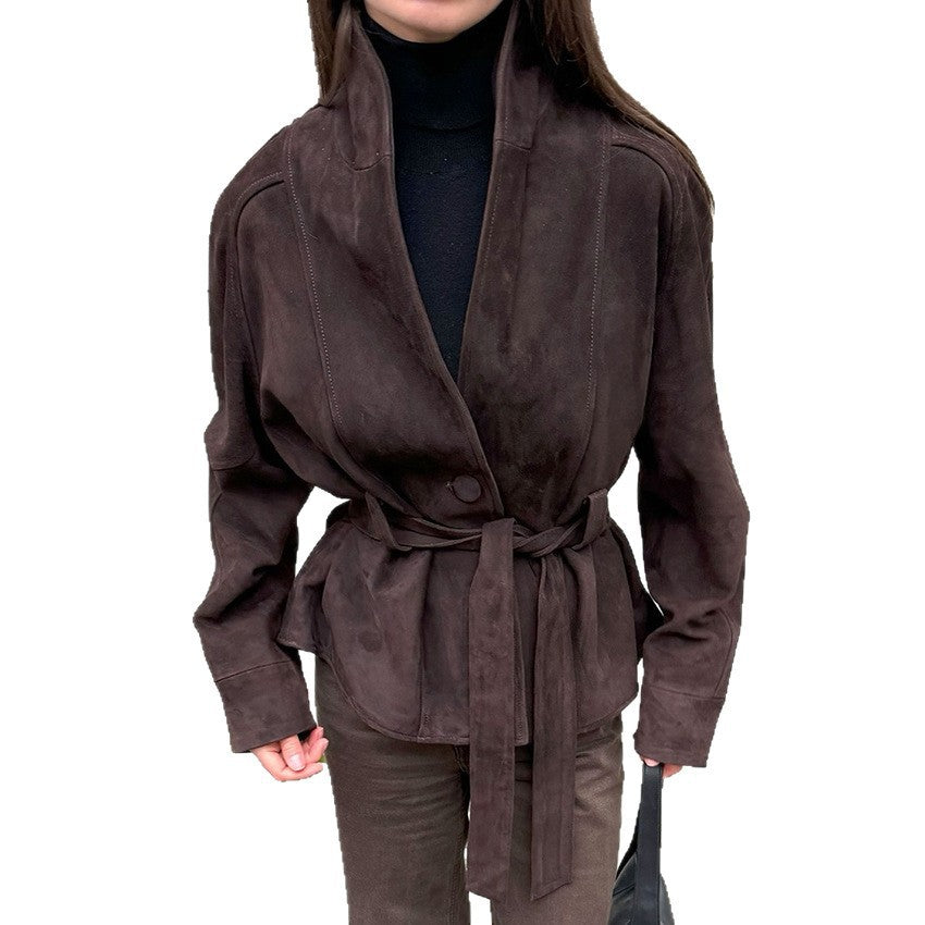 Damen Elegante Wendeblazerjacke aus hochwertigem Wildleder R&B