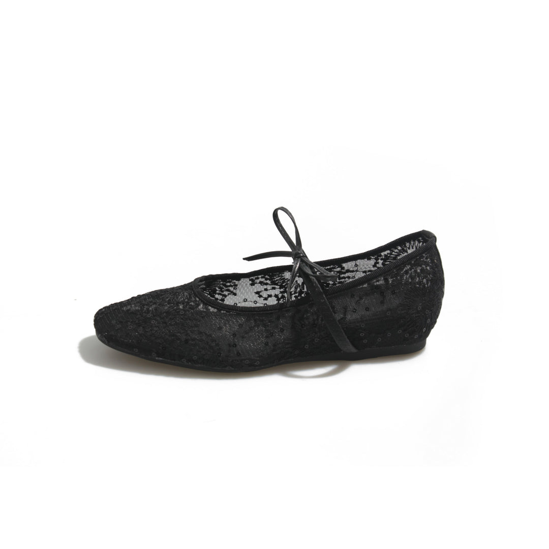 Damen Ballerinas mit zartem Spitzen-Design und eleganter Schleifenverzierung R&B