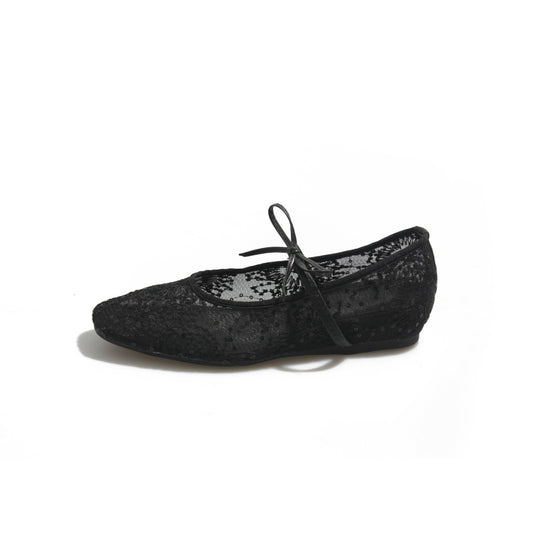 Damen Ballerinas mit zartem Spitzen-Design und eleganter Schleifenverzierung R&B