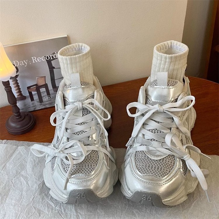 Damen Sportliche High-Top Sneakers mit atmungsaktivem Mesh-Obermaterial und modischem Design R&B
