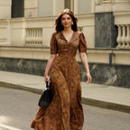 Damen Elegantes Maxikleid mit Blumenmuster und tailliertem Schnitt R&B