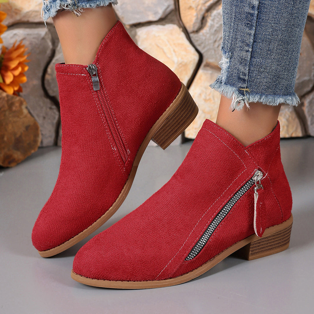 Damen elegante Stiefeletten mit modischer Reißverschluss-Applikation R&B