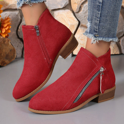 Damen elegante Stiefeletten mit modischer Reißverschluss-Applikation R&B