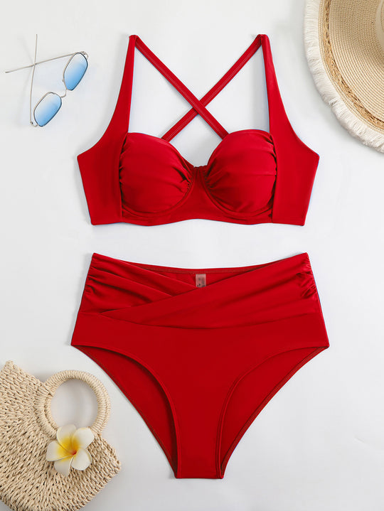 Damen Hochwertiger Bikini mit gerafftem Oberteil R&B