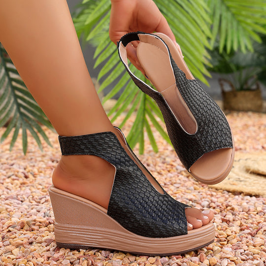 Damen Wedge-Sandaletten mit einem modischen Wabenmuster und rutschfester Sohle R&B
