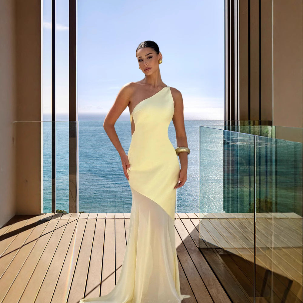 Damen asymmetrisches Abendkleid R&B