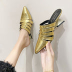 Damen elegante Sling Mules mit geometrischem Design R&B