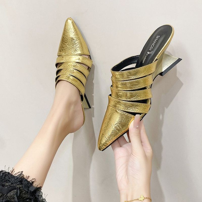 Damen elegante Sling Mules mit geometrischem Design R&B