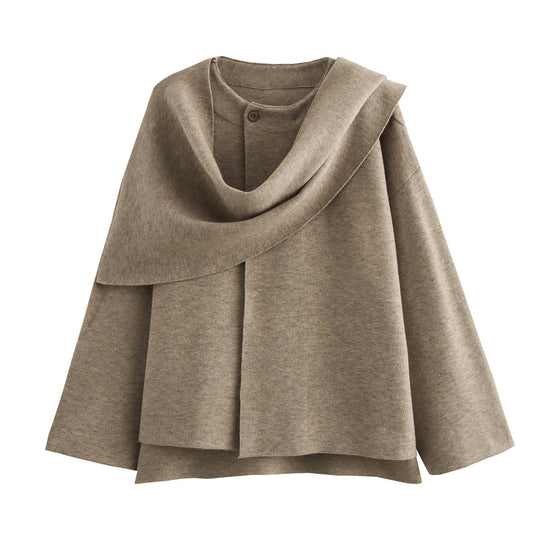 Damen asymmetrische ponchoartige Jacke aus weichem Material R&B