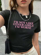 Damen T-Shirt mit künstlerischem Statement-Print und figurbetontem Schnitt R&B