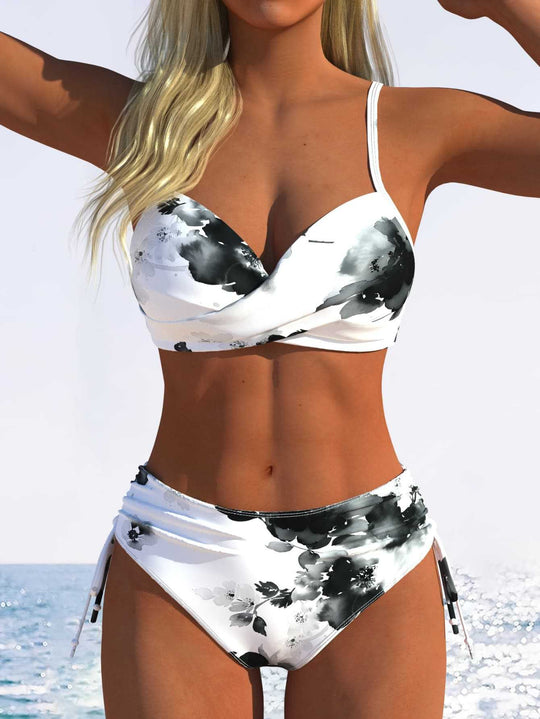 Damen Bikini-Set mit geometrischem Design und verstellbarem Bund R&B