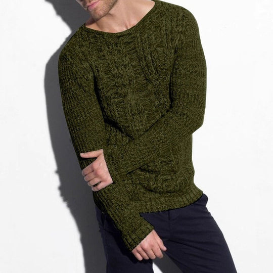 Herren Grobstrickpullover mit strukturiertem Zopfdesign und lässigem Rundhalsausschnitt R&B