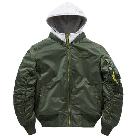 Herren Bomberjacke mit abnehmbarer Kapuze und praktischen Taschen R&B