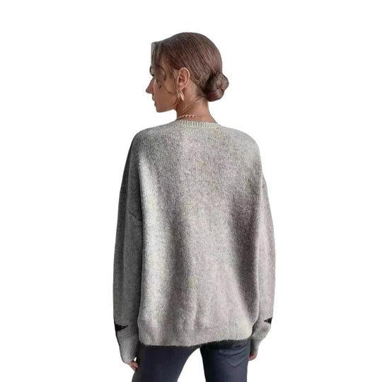 Damen Modischer Strickpullover mit Sternenmuster R&B