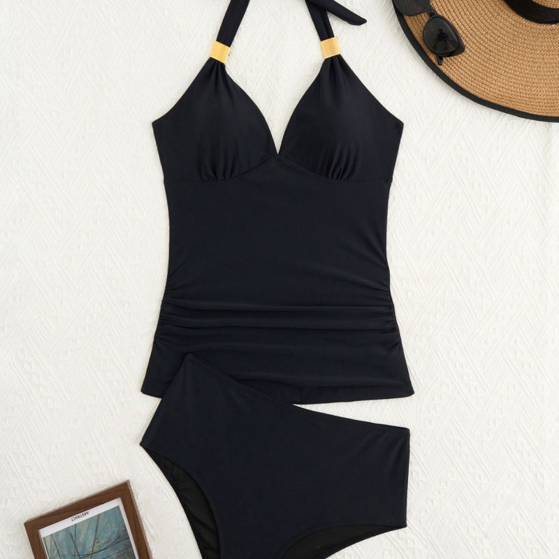Damen Tankini mit tiefem V-Ausschnitt und dekorativem Knoten R&B