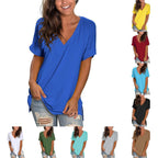 Damen Freizeit V-Ausschnitt T-Shirt R&B