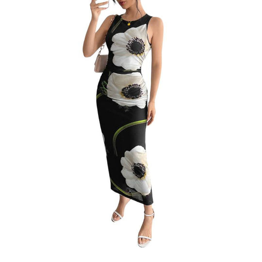 Damen Maxikleid mit floraler Druckgestaltung und figurbetontem Schnitt R&B