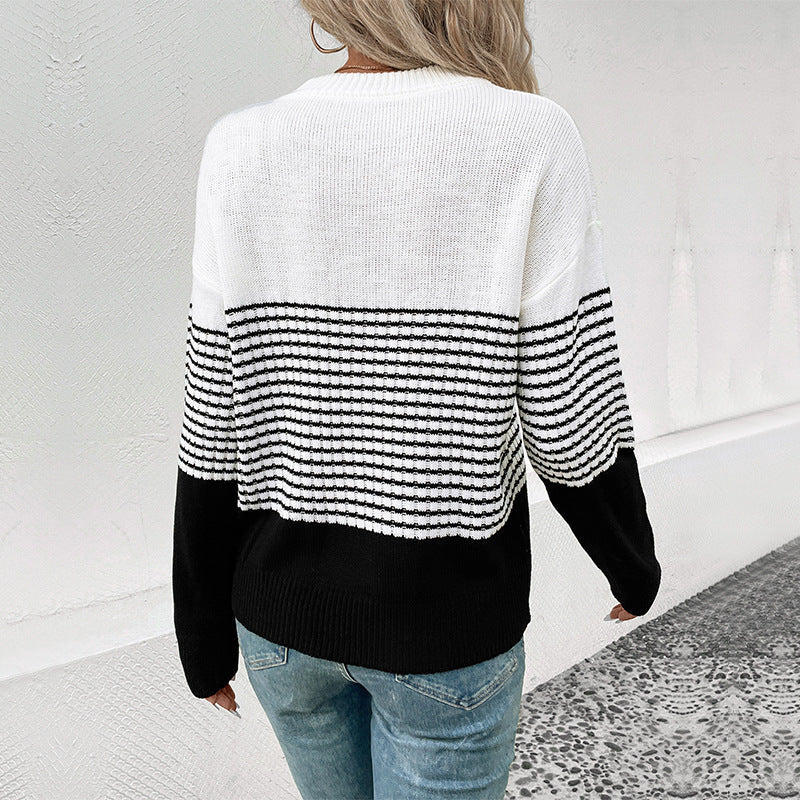 Damen Streifenpullover mit lässigem Schnitt und modernem Design R&B