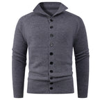Herren Strickpullover mit hohem Kragen und Knopfverschluss R&B