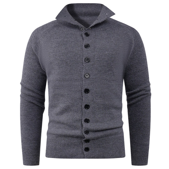 Herren Strickpullover mit hohem Kragen und Knopfverschluss R&B
