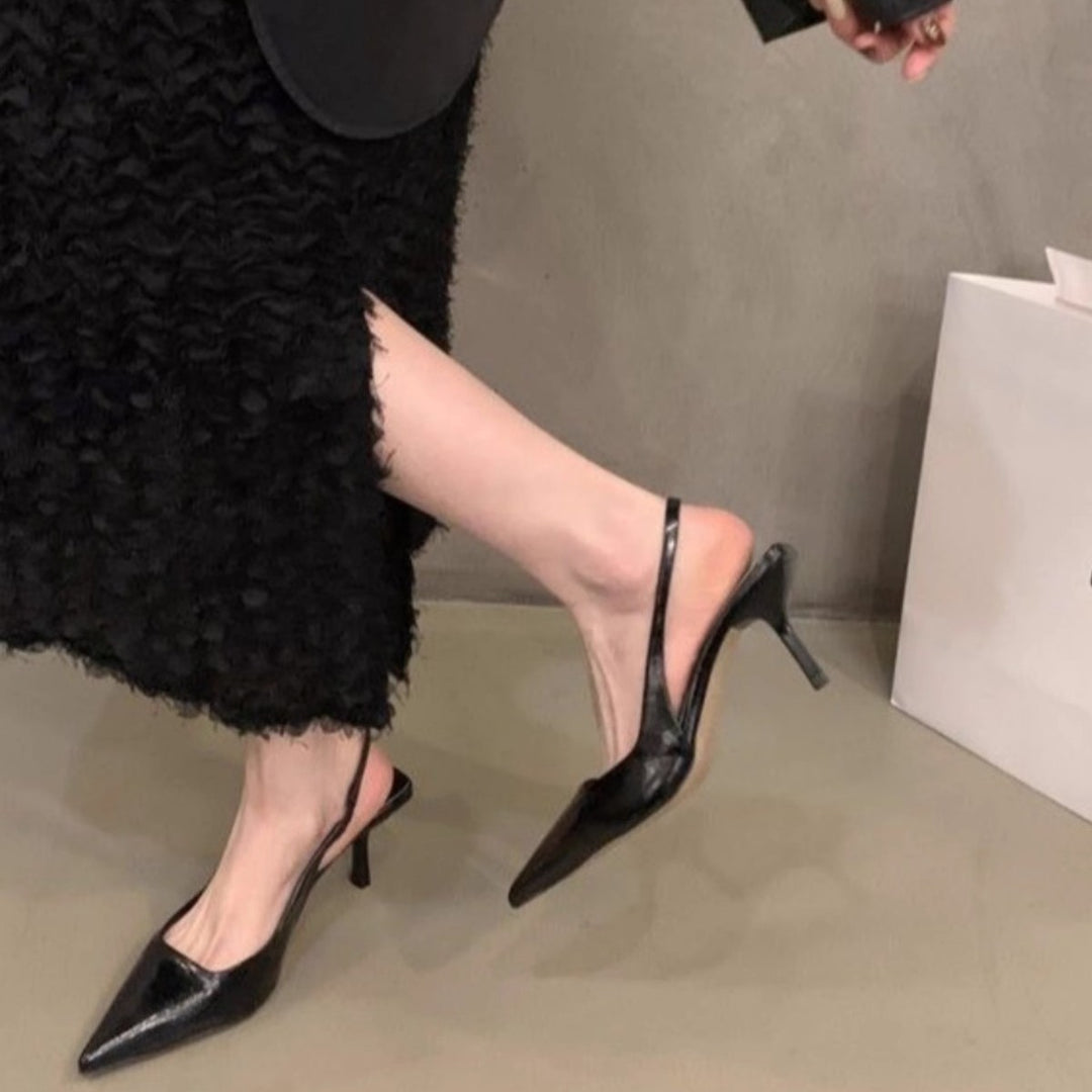 Damen spitze Slingback-Pumps mit elegantem Metallic-Finish R&B