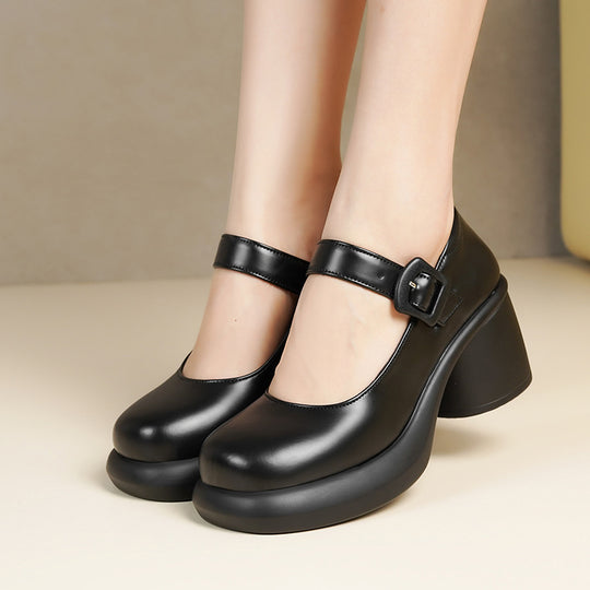 Damen Mary Jane Schuhe mit modischem Riemen und komfortablem Blockabsatz R&B