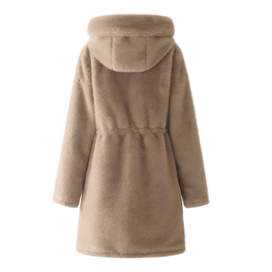 Damen Eleganter und warmer Parka mit abnehmbarem Kunstfellkragen und praktischen Schnürdetails R&B