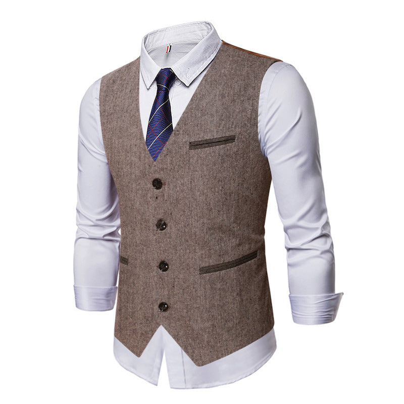 Herren elegante Anzugweste mit Kontrastdetails R&B