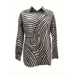 Damen modernes Hemdblusenshirt mit grafischem Muster R&B
