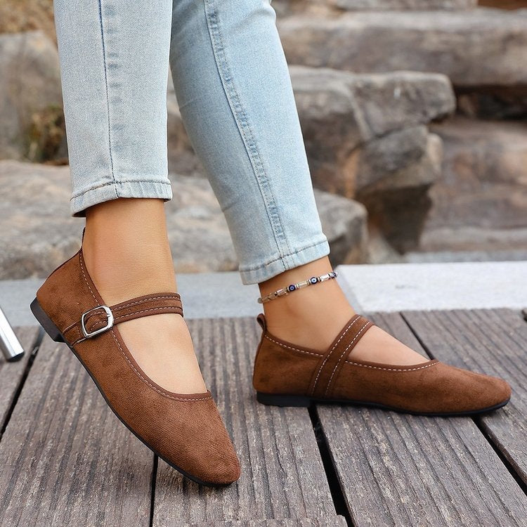 Damen Elegante Ballerinas mit verstellbarem Riemen R&B