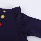 Mädchen Freizeitkleid mit buntem Einhorn-Design und floralen Applikationen R&B