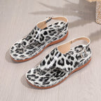 Damen Komfort-Sandaletten mit elegantem Leopardenmuster und verstellbarem Riemendesign R&B