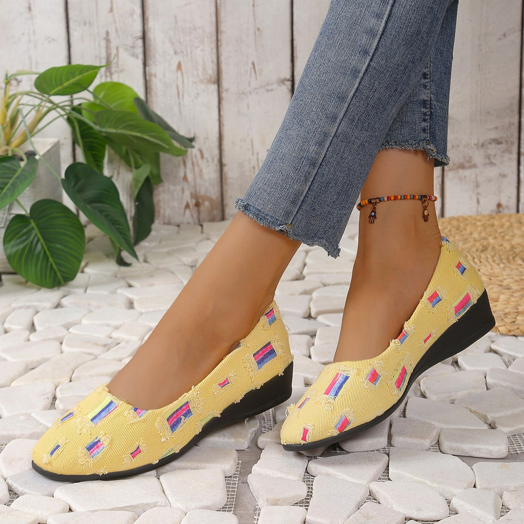 Damen Wedge-Schuhe mit elegantem Samt-Obermaterial und anatomisch geformtem Fußbett R&B