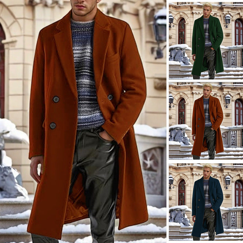 Herren eleganter doppelreihiger Wollmantel R&B