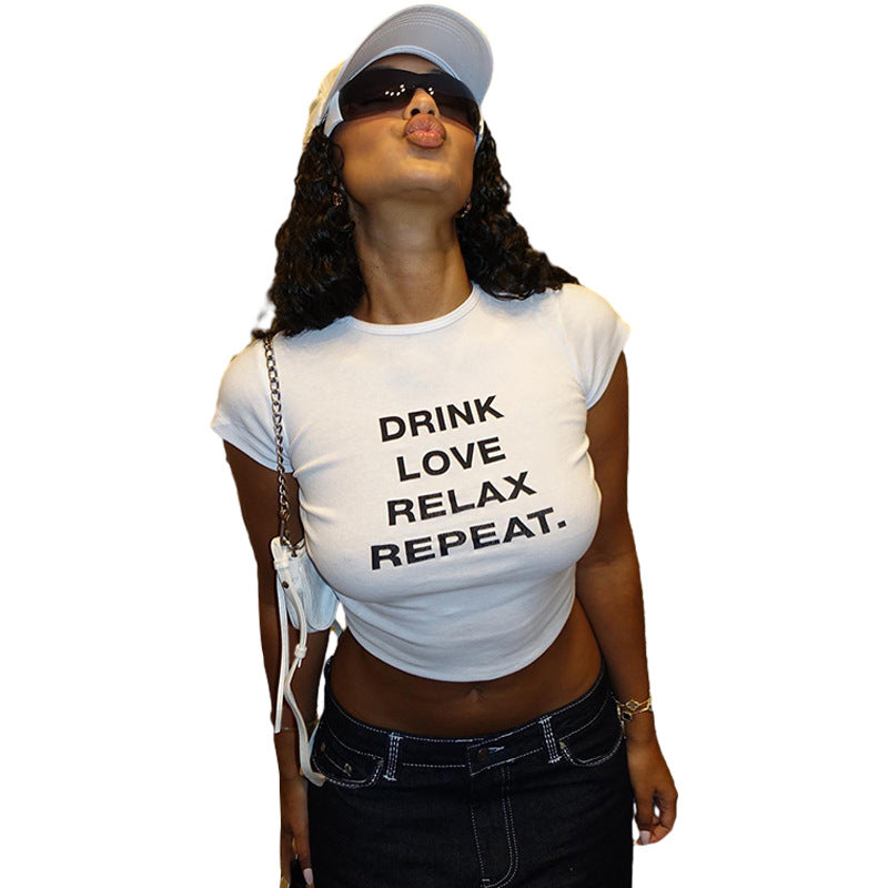 Damen cropped T-Shirt mit Motivdruck R&B