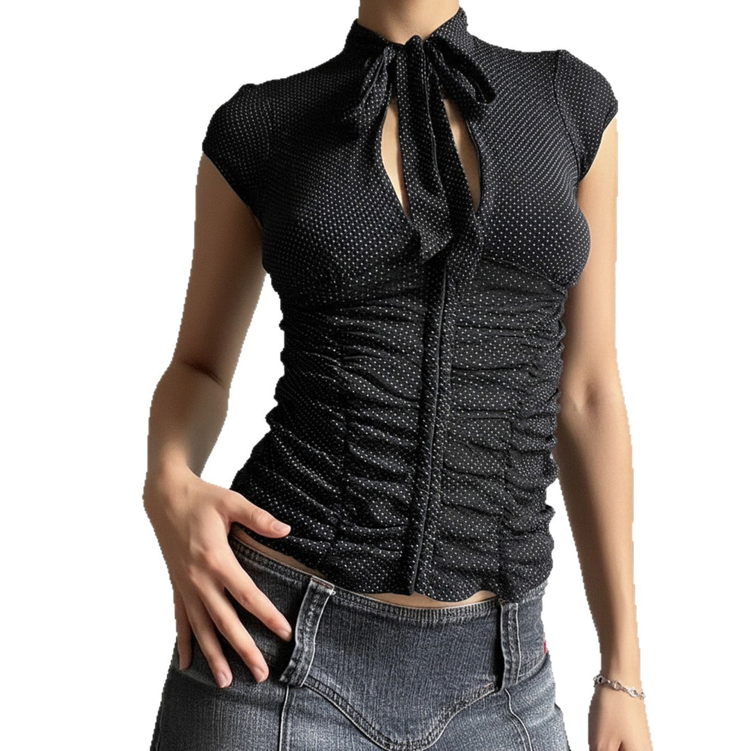 Damen elegant geschnittenes Oberteil mit raffinierten Rüschendetails und modischen Schleifen R&B
