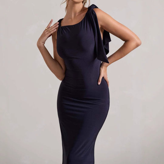 Damen Elegantes Maxikleid mit asymmetrischem Träger und figurbetontem Schnitt R&B