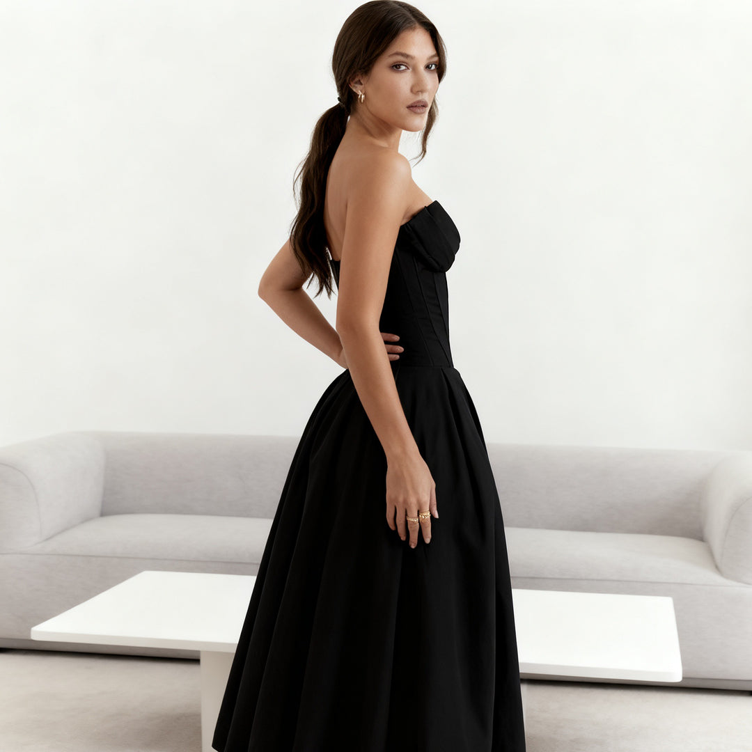 Damen Elegant geschnittenes Korsettkleid mit schwingendem Rock R&B