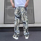 Herren Cargo-Hose im modernen Camouflage-Design mit elastischem Bund und mehreren Taschen R&B