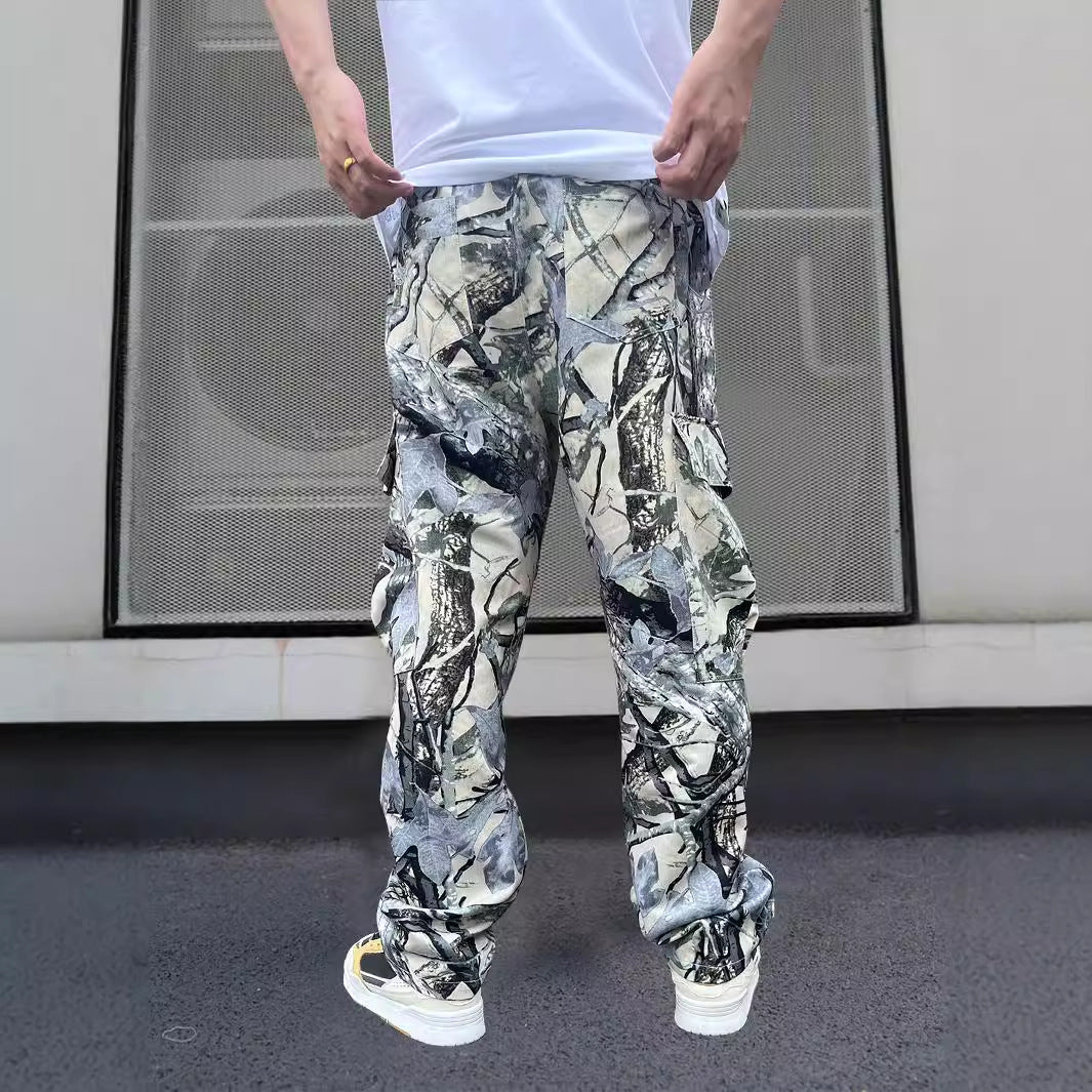 Herren Cargo-Hose im modernen Camouflage-Design mit elastischem Bund und mehreren Taschen R&B