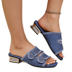 Damen Elegante Clogs mit modischen Fransen und Schmuckdetails EB