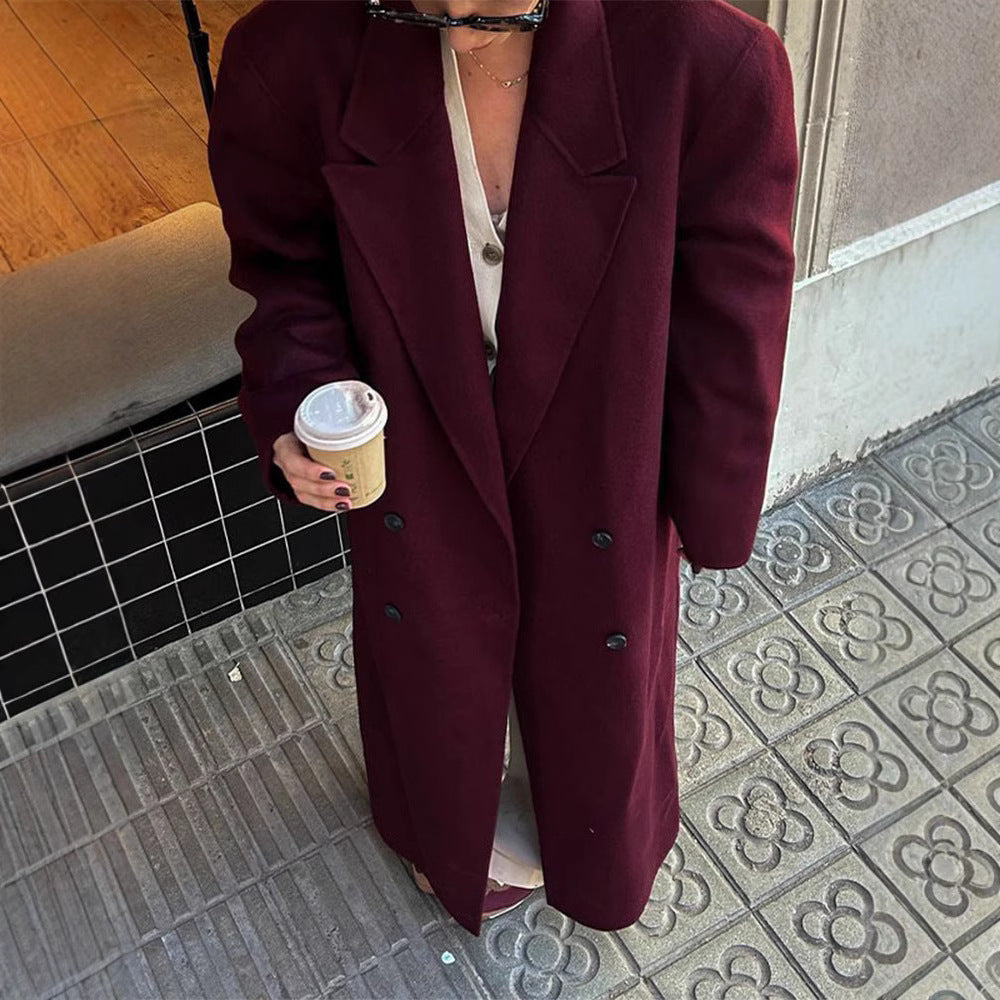 Damen eleganter Wool Coat mit doppelter Knopfleiste R&B