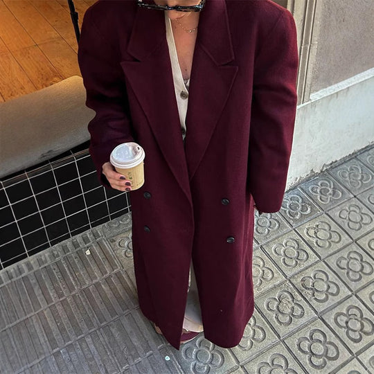 Damen eleganter Wool Coat mit doppelter Knopfleiste R&B