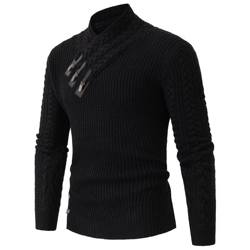 Herren Strickpullover mit elegantem Schalkragen und Zopfmuster R&B
