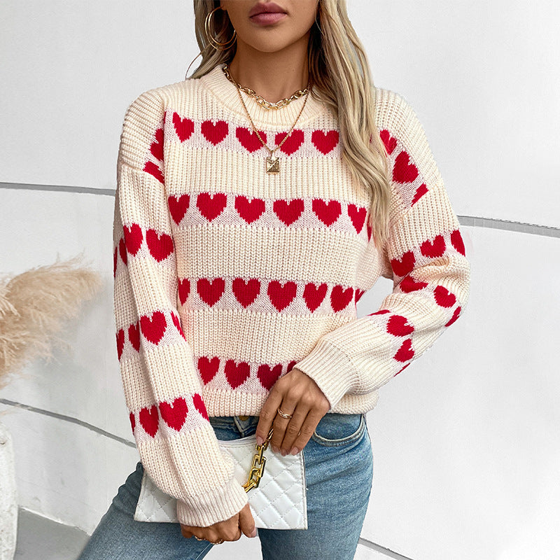 Damen kuscheliger Pullover mit Herzchenmuster R&B