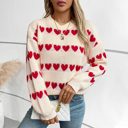 Damen kuscheliger Pullover mit Herzchenmuster R&B