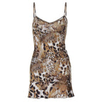 Damen Minikleid mit aufregendem Leopardenmuster und Spitzenbesatz R&B