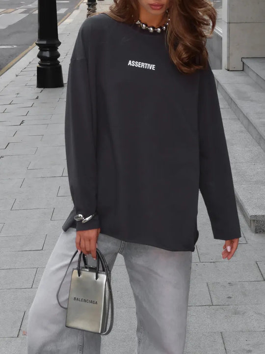 Damen Oversized Sweatshirt mit sportlichem Schriftzug R&B